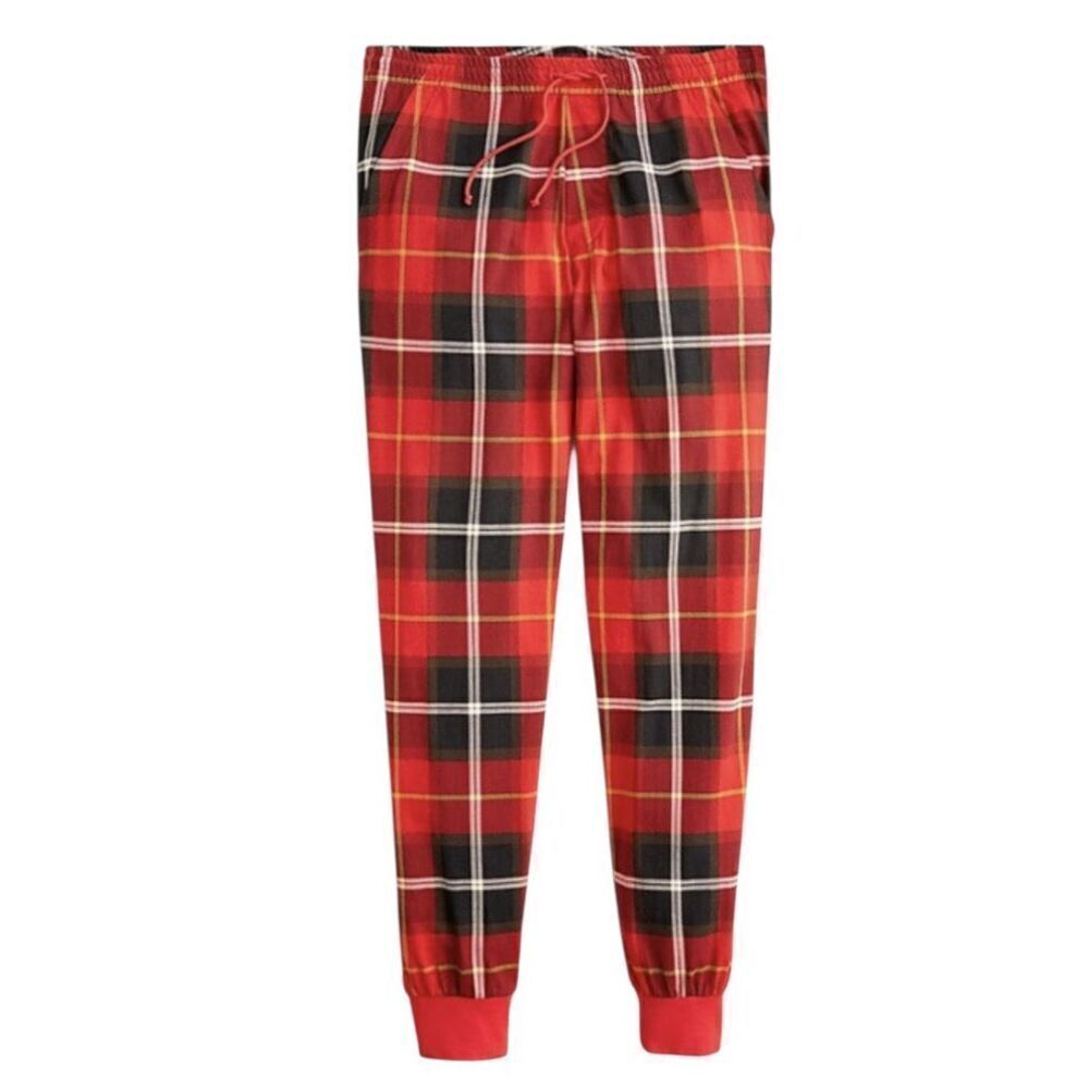 J.Crew Men’s Pajama Pants Red/Black Plaid Elasticized Drawstring Waist Sz. M